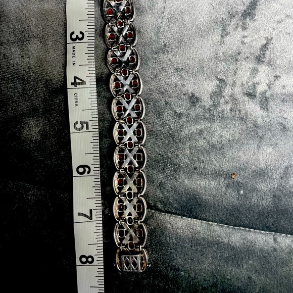 STERLING SILVER 925 GARNET BRACELET - Picture 7 of 7